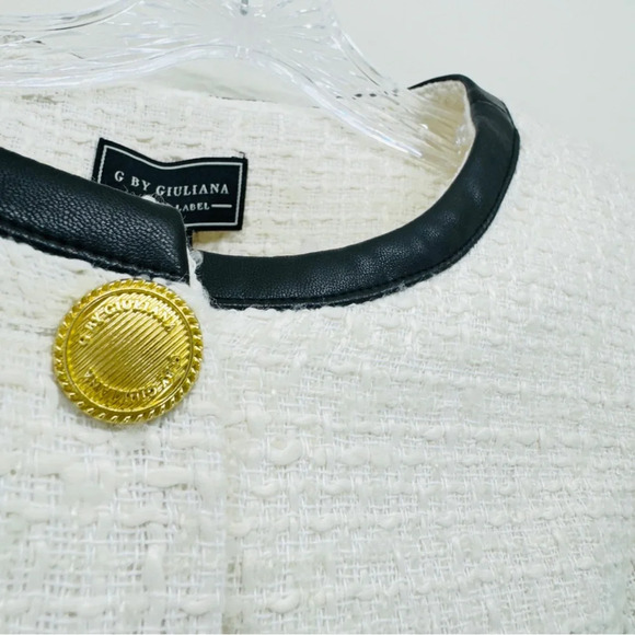 G by Giuliana Womens Faux Tweed Jacket Blazer Ivory Medium Career Casual Modest - Picture 9 of 12